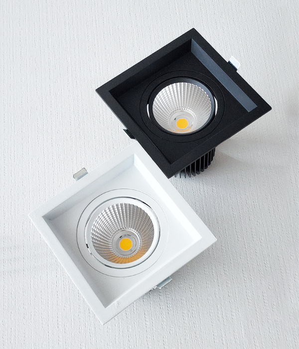 LED COB 도로시 1구 사각 매입등, 매입조명 (30W 블랙 화이트 필립스)